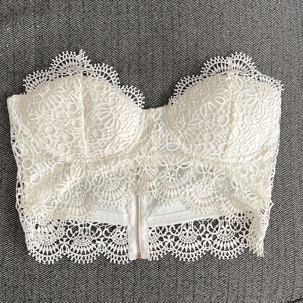 WINDSOR, white, lace crop, size S.